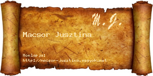 Macsor Jusztina névjegykártya